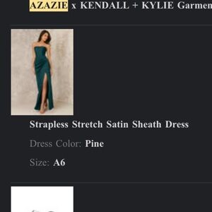 Azazie Strapless Stretch Satin Sheath Dress in Pine